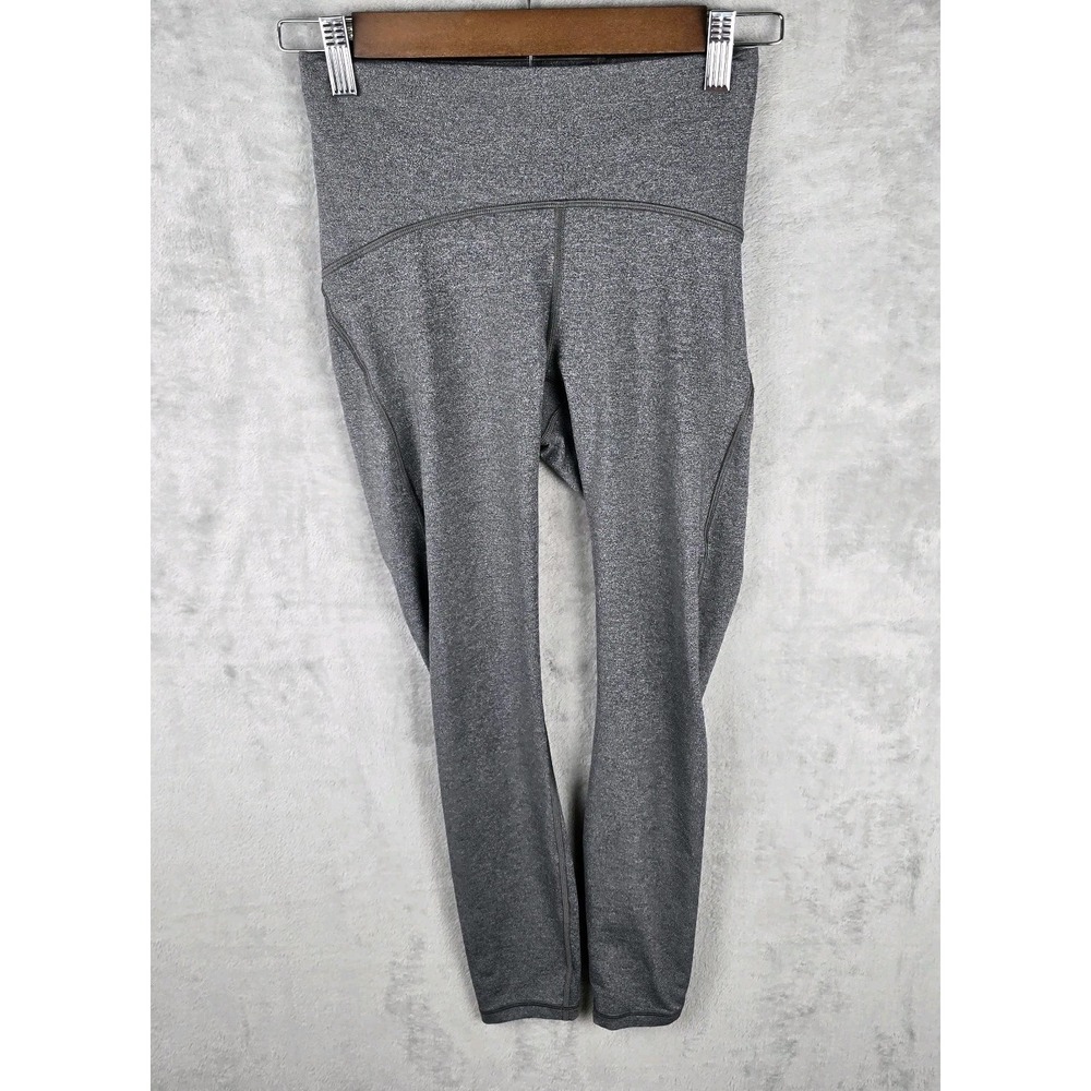 Lululemon High Rise Mesh Panel Leggings Heathered Grey Size 4 LW5AOPS